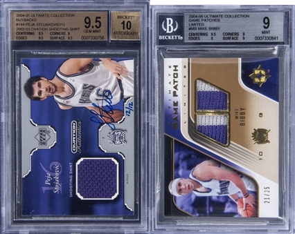 Lot Of (2) 2004-05 Ultimate Collection Basketball Cards Including Mike Bibby Patch Relic Card & Peja Stojakovic Autograph Jersey Card
